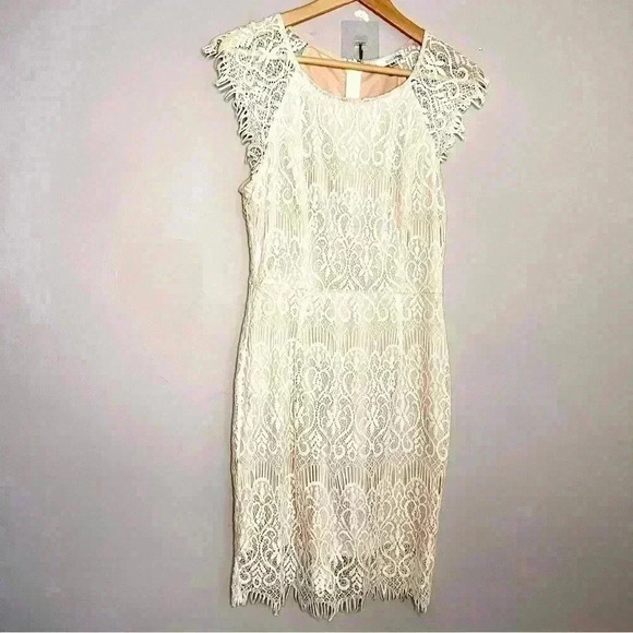 Pniina Lace Dress cream color size medium fully lined in EUC - Picture 1 of 5